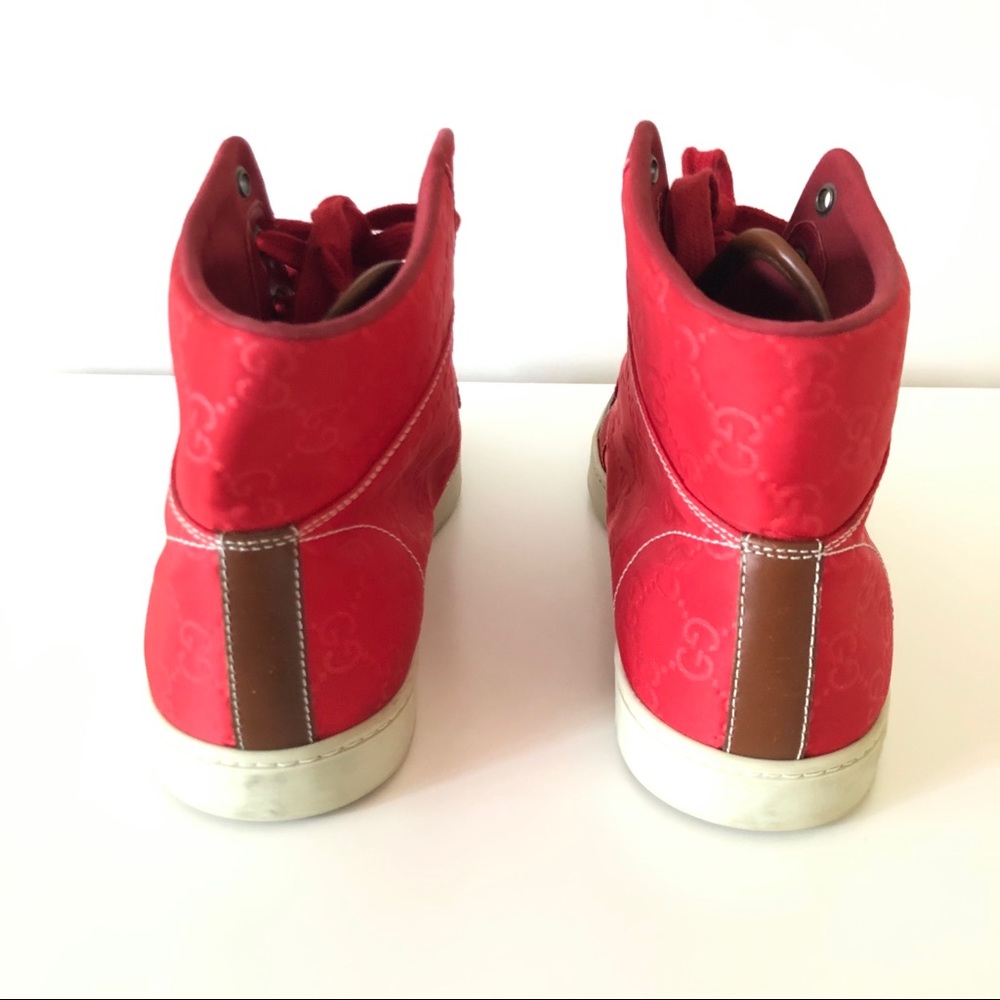 Gucci High Top Red Nylon Guccisima Sneakers 9.5 - Picture 4 of 7